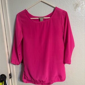 Fun & Flirt Pink Relaxed Blouse with 3/4 Sleeves